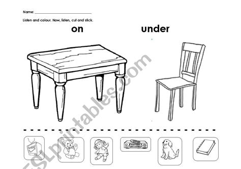 on/under ESL worksheet by Worksheets Library