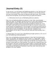 On Course Journal Entry 21