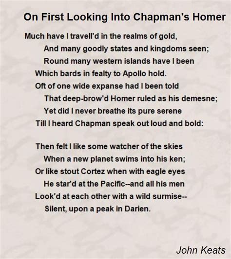 On First Looking At Chapman's Homer
