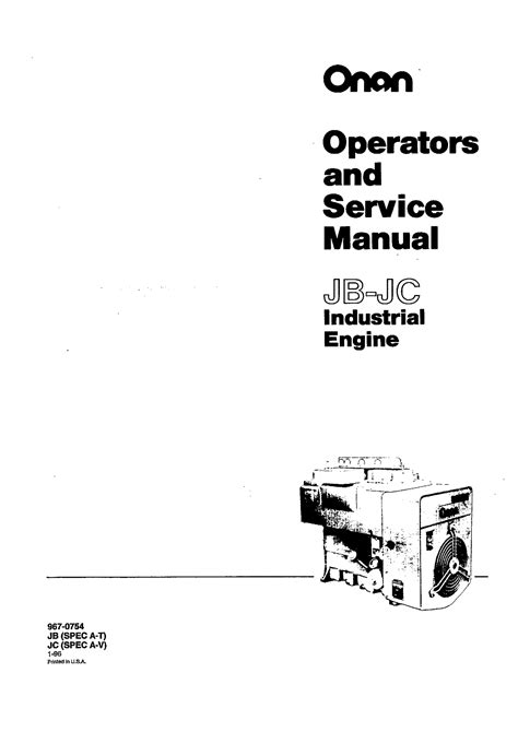 Onan Jb Jc Engine Service Repair Maintenance Overhaul Shop Manual Spec A T 967 0754