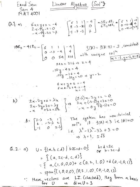 Onan Linear Algebra Solution