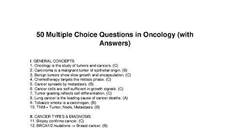 oncology mcqs questions