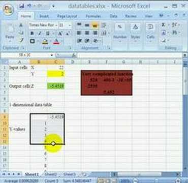 One Dimensional Data Table