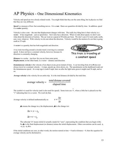 One Dimensional Kinematics Ap Physics Unit 1 Test Study Guide