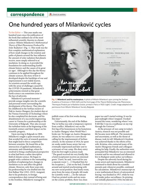 One Hundred Years Of Milanković Cycles Nature Geoscience Eccentricity Earth Science - Eccentricity Earth Science