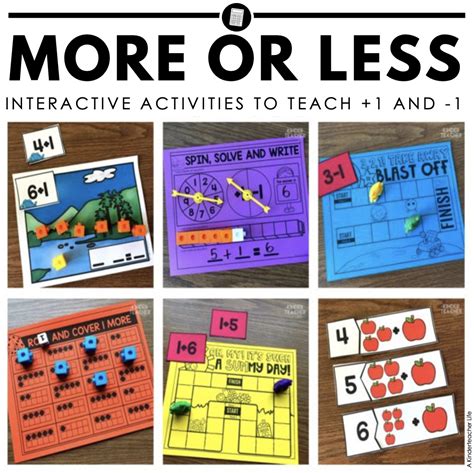 One More One Less Math Center Activities A More Or Less Activity For Kindergarten - More Or Less Activity For Kindergarten