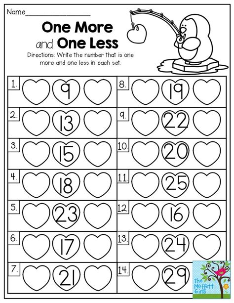 One More One Less Worksheet Up To 30 One Less Worksheet - One Less Worksheet