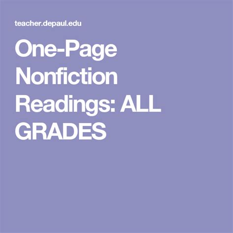 One Page Nonfiction Readings All Grades Depaul University 2nd Grade Nonfiction Articles - 2nd Grade Nonfiction Articles