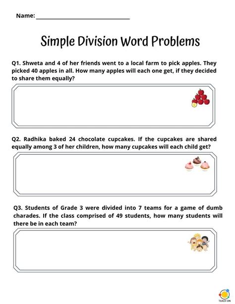 One Step Division Word Problems With No Remainders Division Challenge - Division Challenge
