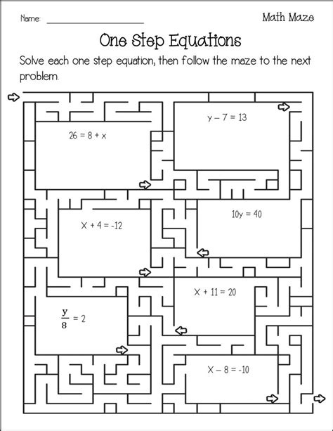 One Step Equations Maze Activity Bundle Amped Up One Step Equation Maze Answer Key - One Step Equation Maze Answer Key