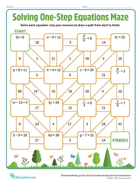 One Step Equations Maze Worksheets Kiddy Math One Step Equation Maze Answer Key - One Step Equation Maze Answer Key