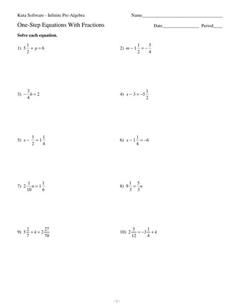 One Step Equations With Fractions Pre Algebra Varsity Solving One Step Equations Fractions - Solving One Step Equations Fractions