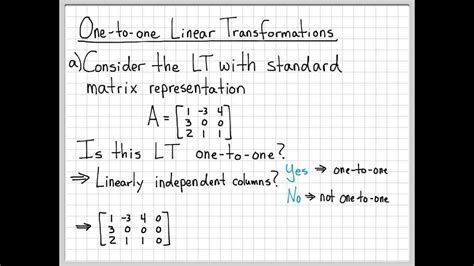 One To One Linear Transformation