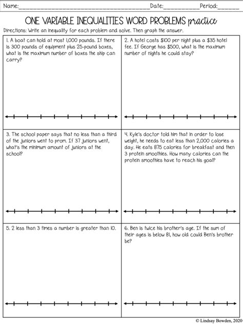 Read Online One Variable Inequality Word Problems 