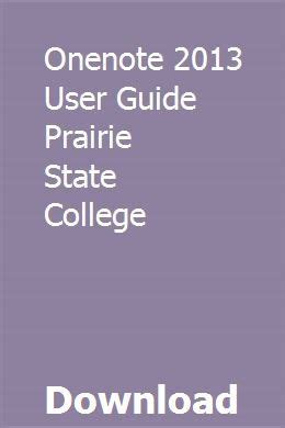 Read Online Onenote 2013 User Guide Prairie State College 