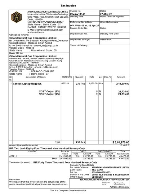 Ongc Invoice Tracking