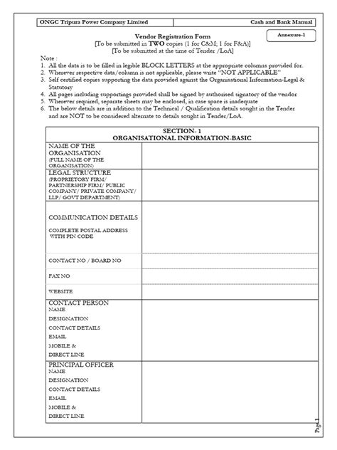 ongc vendor registration form