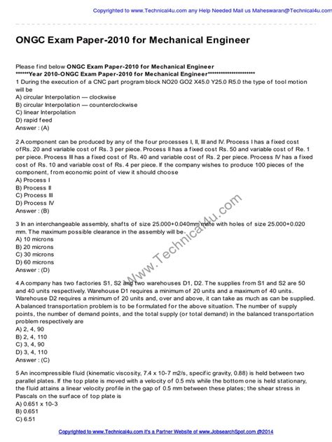 Read Online Ongc Question Paper 