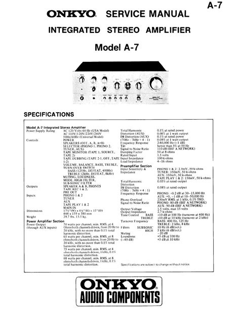 Read Onkyo A 7 User Guide 