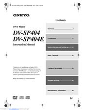 Read Online Onkyo Dv Sp404 User Guide 