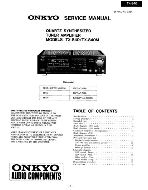 Download Onkyo Tx 840 User Guide 