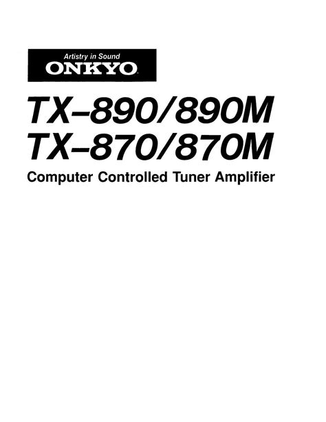 Download Onkyo Tx 890 User Guide 