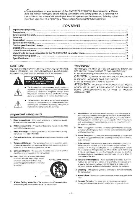 Full Download Onkyo Tx Sv515Pro User Guide 