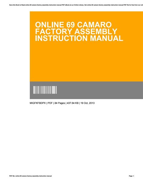 Download Online 69 Camaro Factory Assembly Instruction Manual 