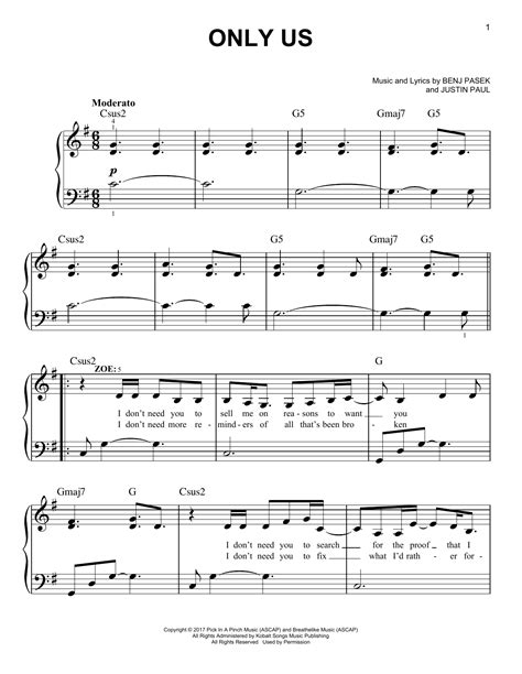 Only Us Sheet Music