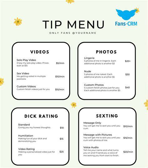onlyfans menu prices