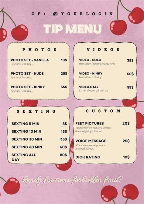 onlyfans price menu template