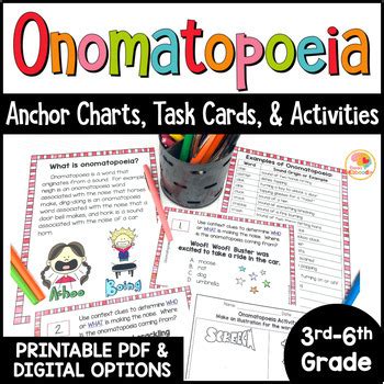 Onomatopoeia Task Cards And Activities Onomatopoeia Fifth Grade Worksheet - Onomatopoeia Fifth Grade Worksheet