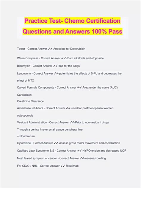 Ons Chemo Certification Test Answers