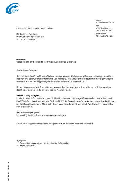 ontbrekende informatie