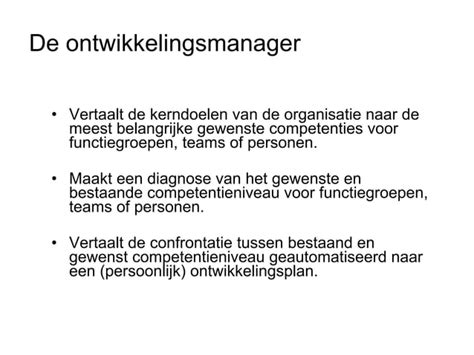ontwikkelingsmanager taken
