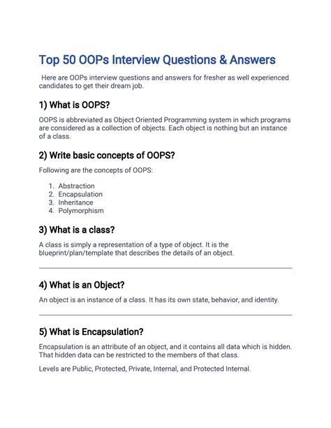 Oops Concepts Interview Questions And Answers