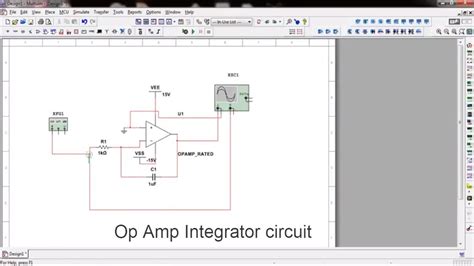 op amp integrator circuit multisim