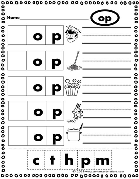 Op Word Family Worksheets For Kindergarten O Family Words With Pictures - O Family Words With Pictures