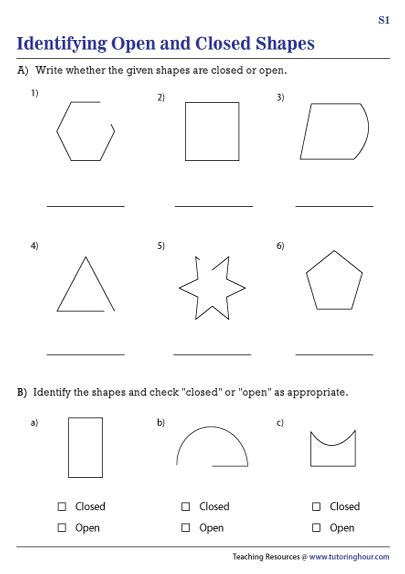 Open And Closed Shapes Worksheets Tutoring Hour Open And Closed Shapes - Open And Closed Shapes
