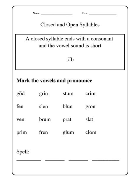 Open And Closed Syllable Worksheets Readingvine Open And Closed Syllable Practice - Open And Closed Syllable Practice