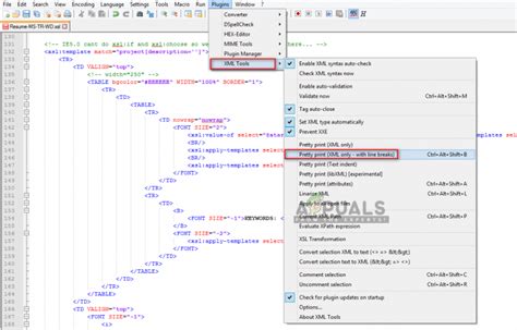 open xml in notepad++