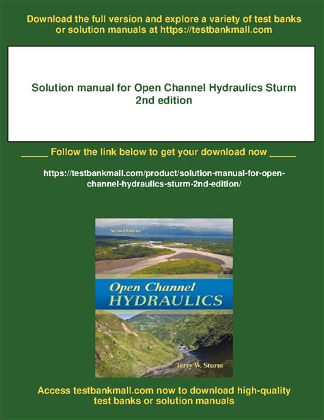 Download Open Channel Hydraulics Solution Manual Sturm 