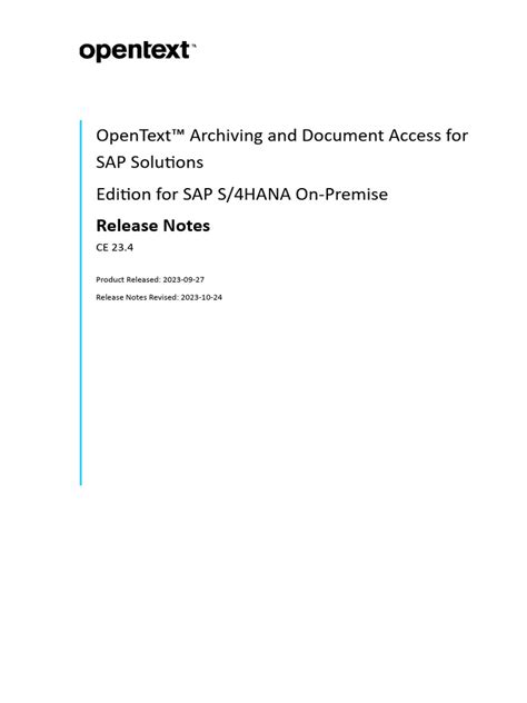Read Online Open Text Archiving And Document Access For Sap Solutions 