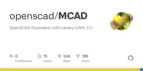 openscad/MCAD: OpenSCAD Parametric CAD Library (LGPL 2.1) - Github