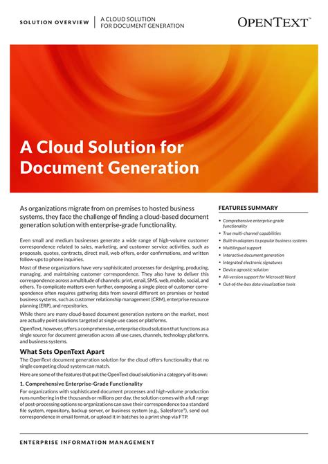 Read Opentext Cloud Solution For Document Generation 