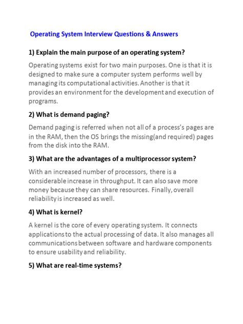 Operating System Interview Questions