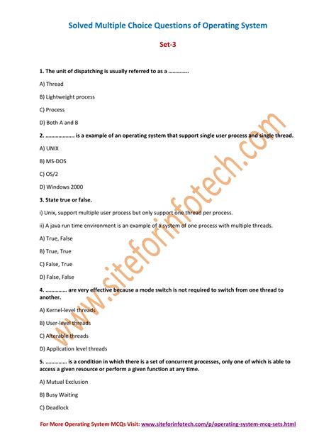 Operating System Multiple Choice Questions