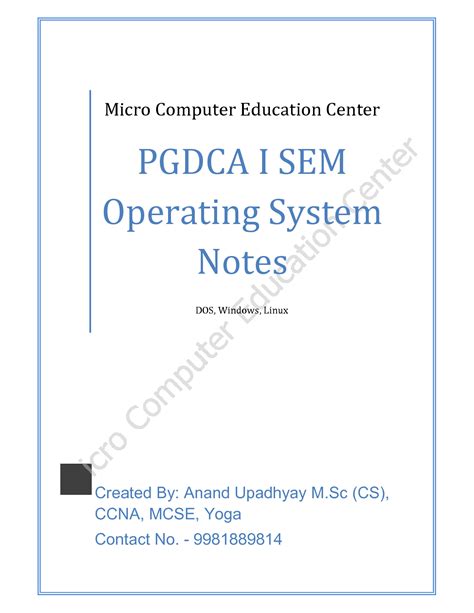 Operating System Pgdca 1 Sem Question Paper