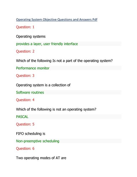 Download Operating System Concepts Objective Questions And Answers 