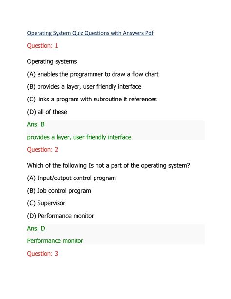 Download Operating System Exam Questions And Answers 